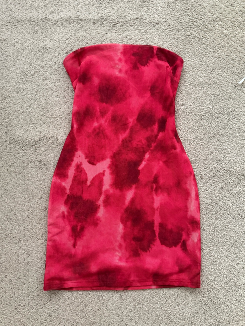 Strapless Tie-Dye Bodycon Dress in Red